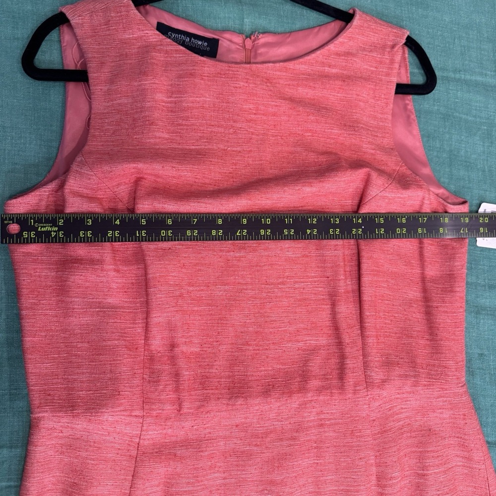 NEW Cynthia Howie Dress Women‎ Size 12 Salmon Pink  Silk Fit Flare Lined Midi - Picture 9 of 12